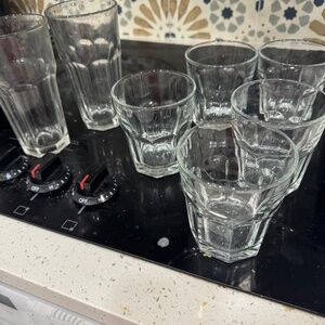 Used set of seven glasses 2 cracked